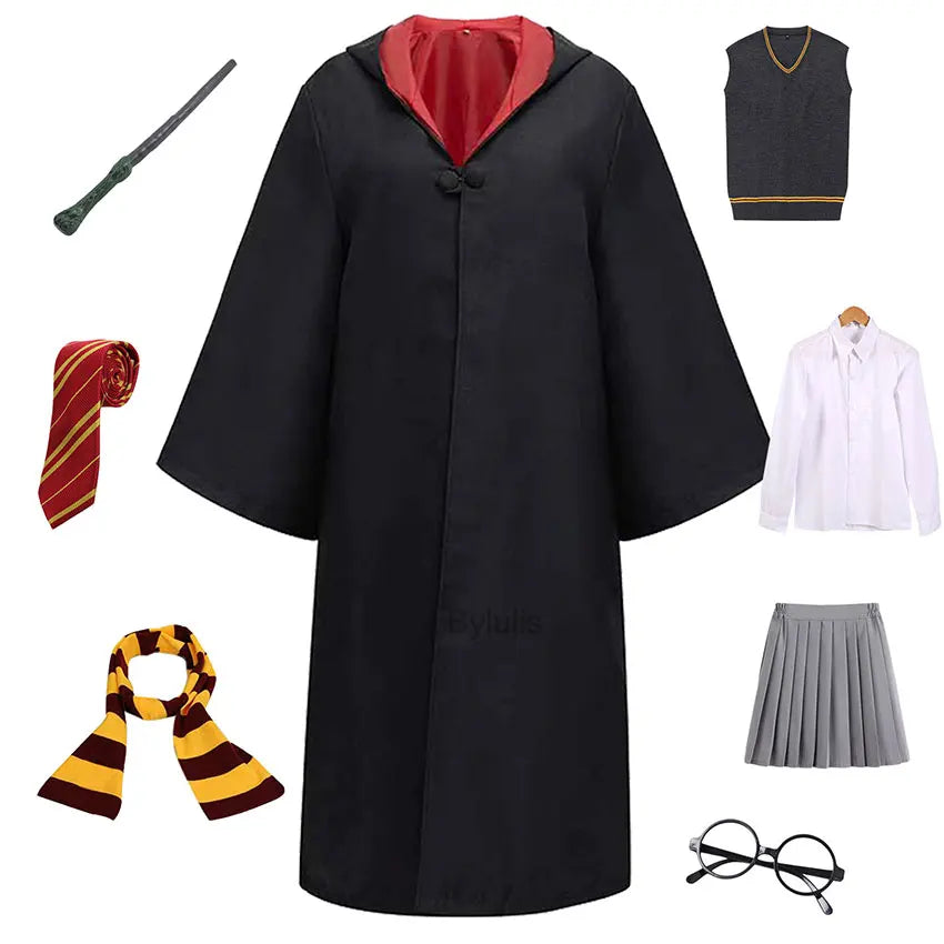 🧙‍♀️ Costume da Mago per Donne e Ragazze - Mantello e Toga Stile Scuola di Magia, Per Halloween e Cosplay!