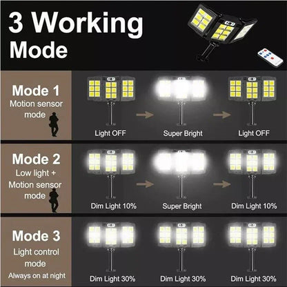 Potente Luce Solare da Esterno 800/600 LED | Sensore di Movimento Radar 10m, Impermeabile IP68 | Lampada da Parete per Giardino, Cortile, Sicurezza