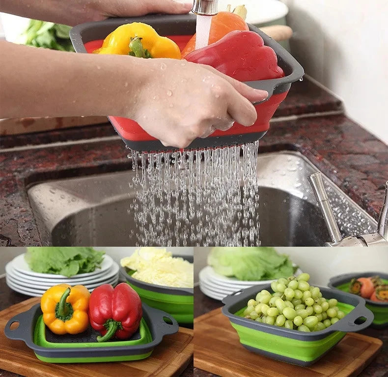 2 Colini Pieghevoli in Silicone - Scolapiatti & Frutta - Cucina Pratica