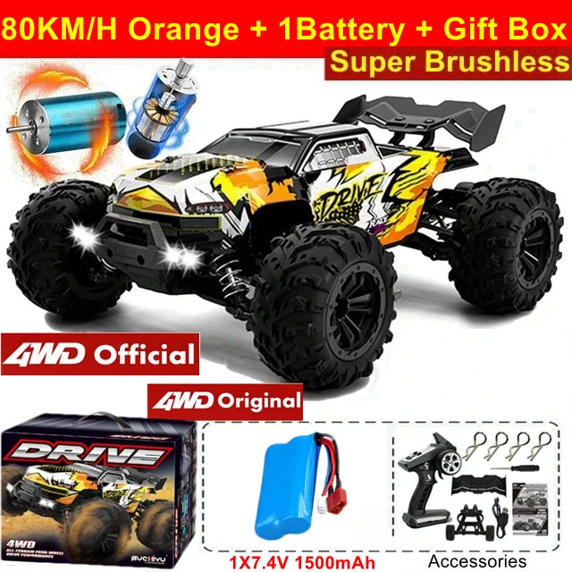 Auto RC 4WD 1:16 80km/h Brushless Off Road Drift Racing Bambini Adulti