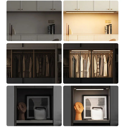 Luce Armadio a Sensore di Movimento Ricaricabile | LED Adesiva Autonoma 10-50cm | per Interni Cucina Guardaroba