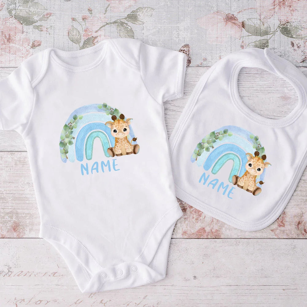 Set Bavaglino e Body Personalizzati con Nome Regalo Per Neonati