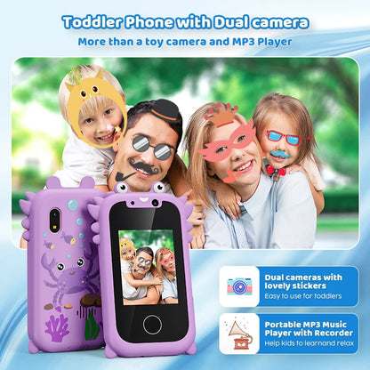 Telefono Giocattolo Educativo Bambini | Touchscreen, Doppia Fotocamera Selfie, MP3 | Regalo 3+ Anni