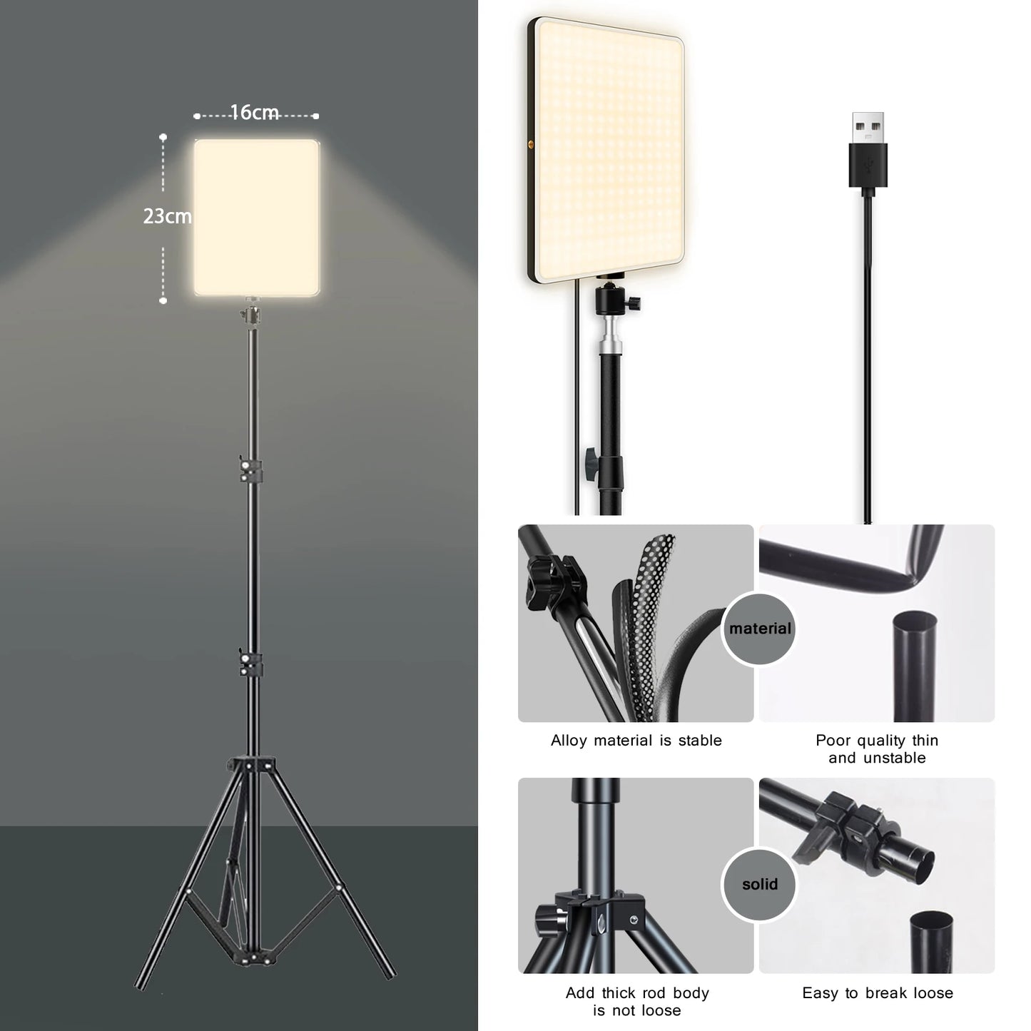 Luci LED per Video/Streaming - Kit Illuminazione con Treppiede per TikTok/Zoom