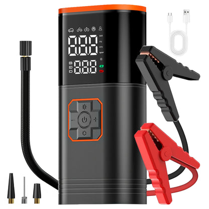 Compressore Portatile 8-in-1 🚀 | Avviamento Auto, Luce SOS, USB | Fino a 130PSI