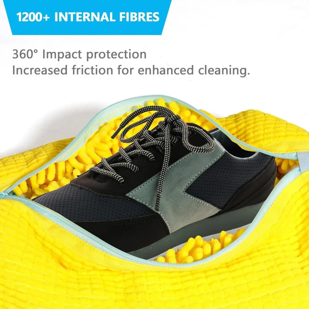 Sacco Lavatrice per Scarpe - Giallo con Cerniera Blu - Protettivo per Sneakers e Scarpe
