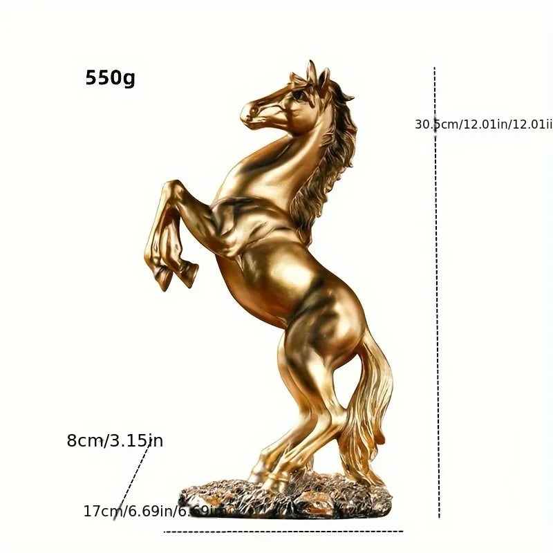 Cavallo Resina Decorativo - Bianco/Nero/Oro - Stile Nordico Moderno
