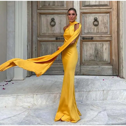 ABITO LUNGO ELEGANTE DONNA – Stile Senza Spalle con Schiena Nuda, Perfetto per l’Estate 2025!