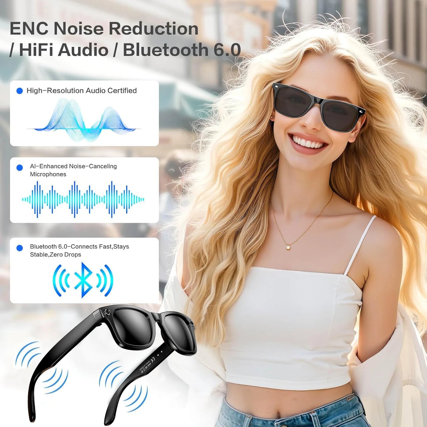 Occhiali Smart Stile W610 | Fotocamera 8MP | ChatGPT 4.0 | Audio Stereo | WiFi 5G