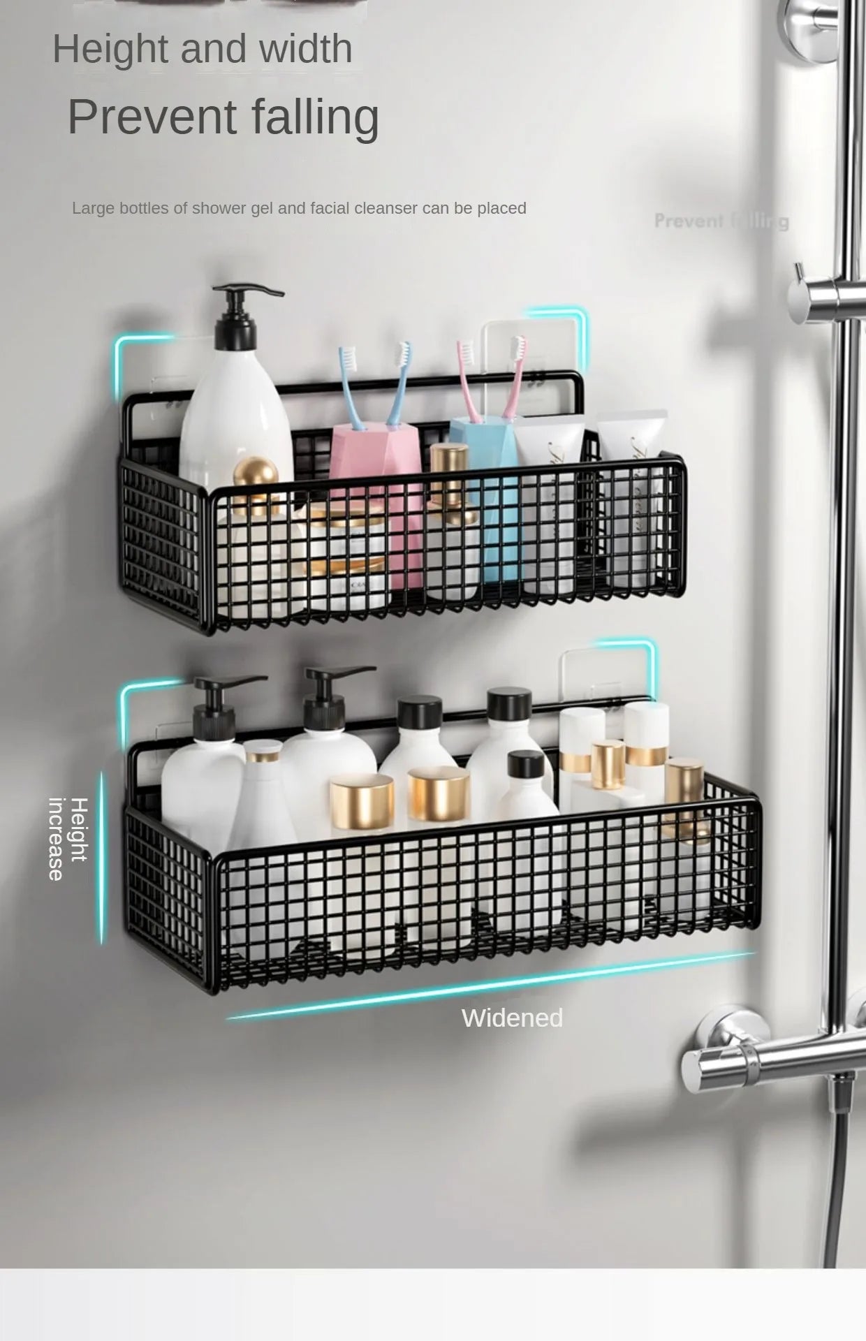 Scaffale Parete Adesivo - Per Cucina, Bagno - No Fori, Porta Oggetti