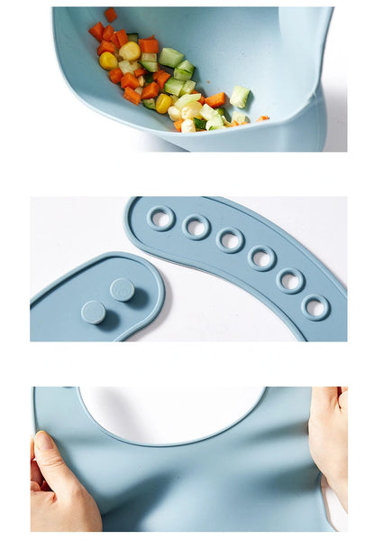 👶 BAVAGLINO IN SILICONE MORBIDO - Impermeabile, Regolabile e Super Pratico!