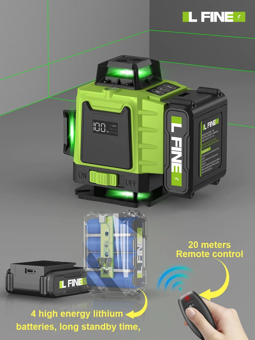 Livello Laser Professionale 16 Linee - 360° Autolivellante + Telecomando