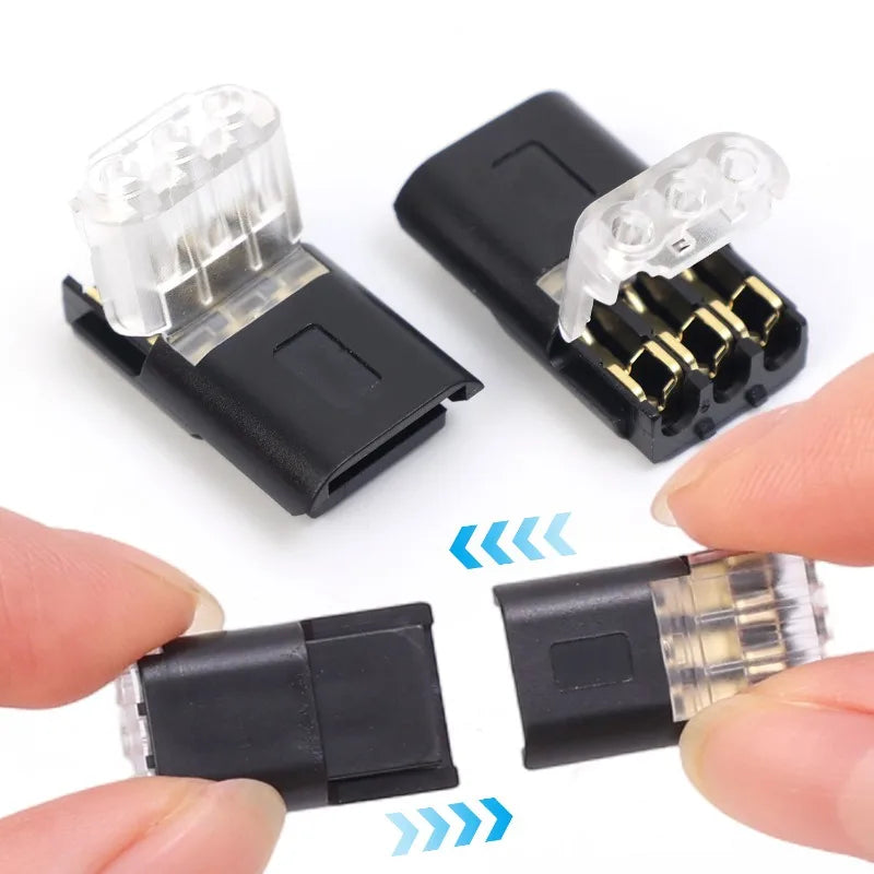 Connettori Rapidi LED D3 | Senza Saldatura e Spelatura | a 3 Fili Ingresso/Uscita | per Collegamenti Elettrici Veloce