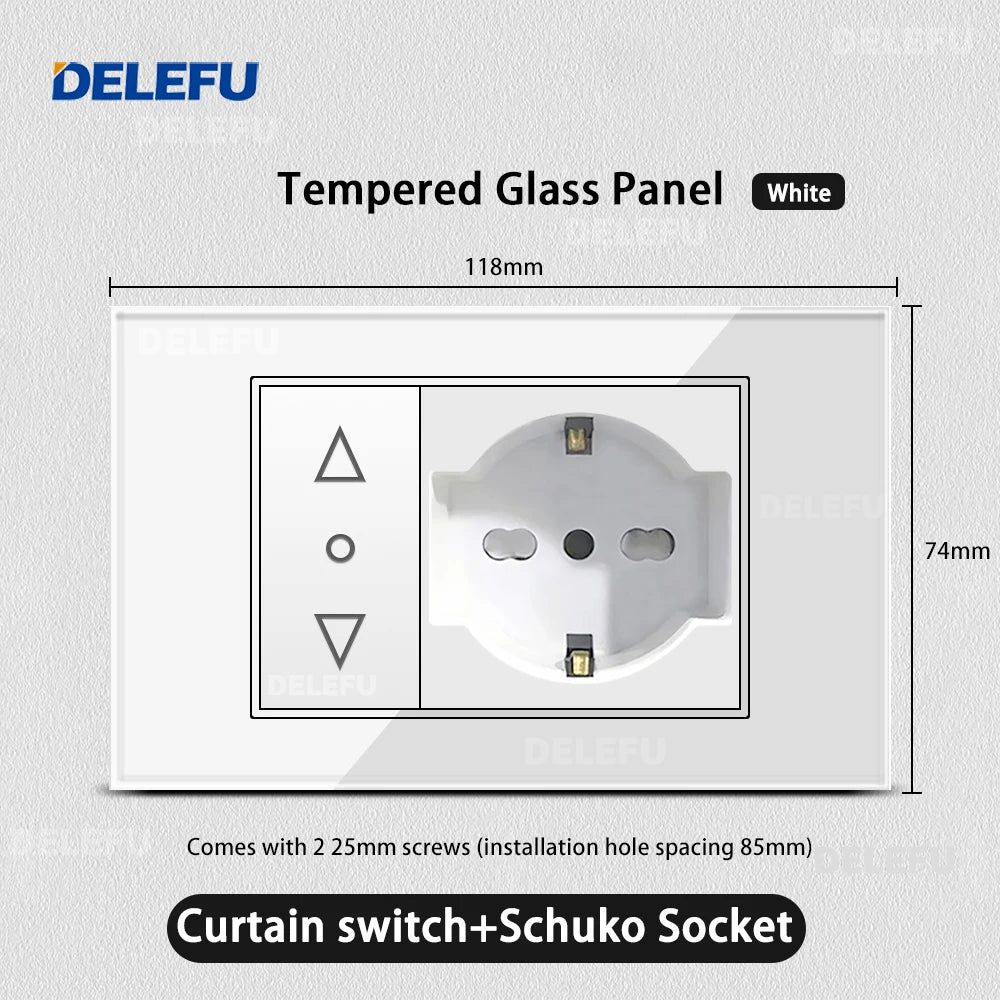 ⚡ Presa Muro Smart DELEFU - Vetro Temperato Bianco, USB Type-C, Ricarica Rapida 20W, Compatibile con Schuko Italia