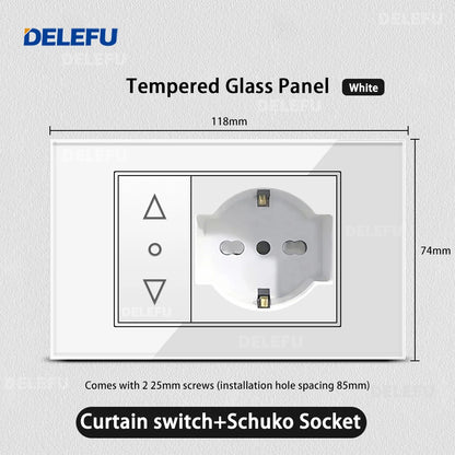 ⚡ Presa Muro Smart DELEFU - Vetro Temperato Bianco, USB Type-C, Ricarica Rapida 20W, Compatibile con Schuko Italia