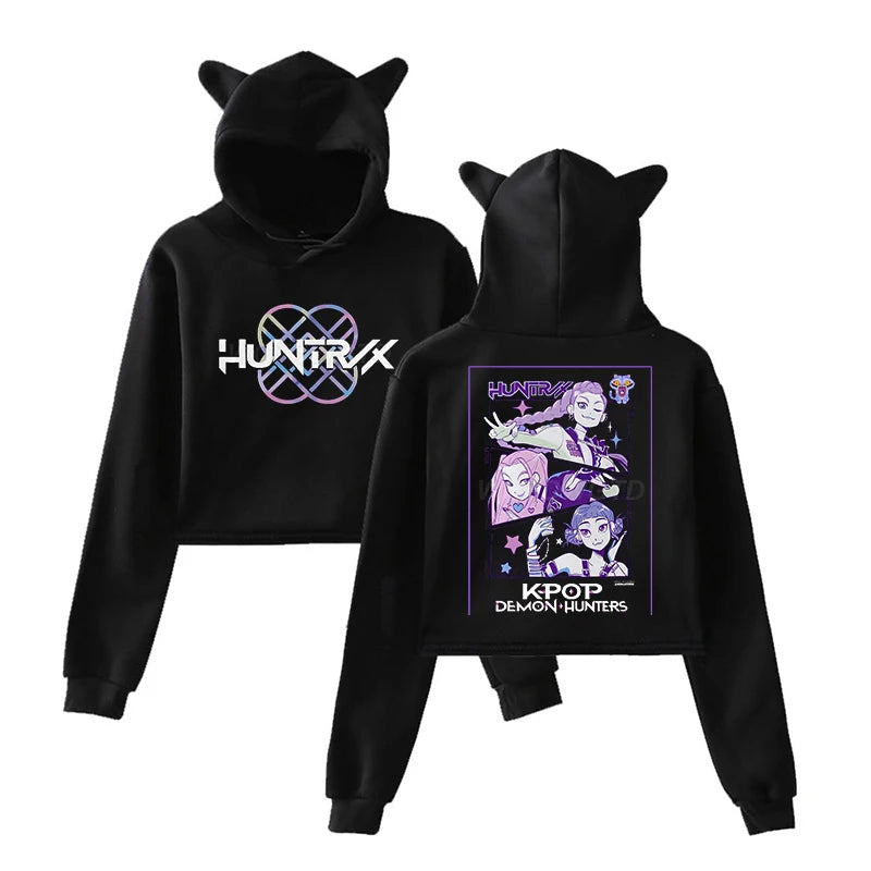 😻 Felpa KPop Demon Hunters con Orecchie da Gatto - Crop Top Manica Lunga, Stile Harajuku!
Perfetta per fan del KPop e streetwear. Unisex, trendy e comoda. 🎶🔥