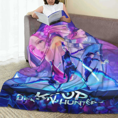 Coperta KPop Demon Hunters 100% Poliestere Peluche, 150x100cm, Inverno Regalo Natale