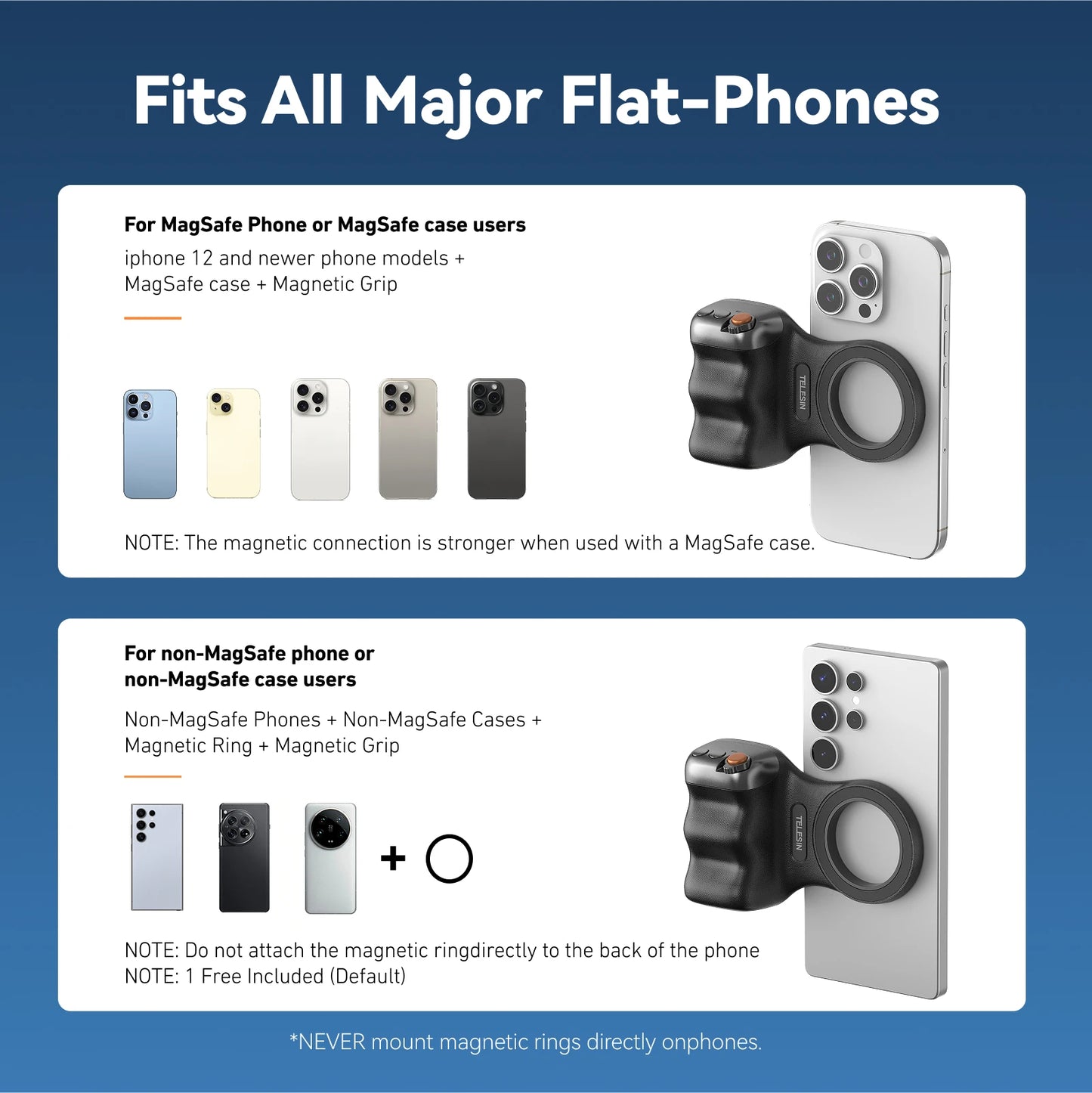 Impugnatura Magnetica Pro 🎬 | Bluetooth, Luce Integrata | Per iPhone,Samsung,Huawei, Xiaomi