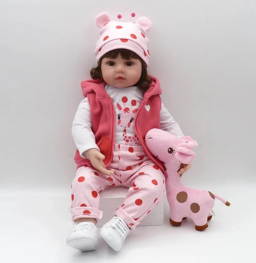 Bambola Reborn Corpo Morbidissimo Con Peluche Giraffa
