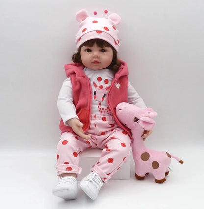 Bambola Reborn Corpo Morbidissimo Con Peluche Giraffa