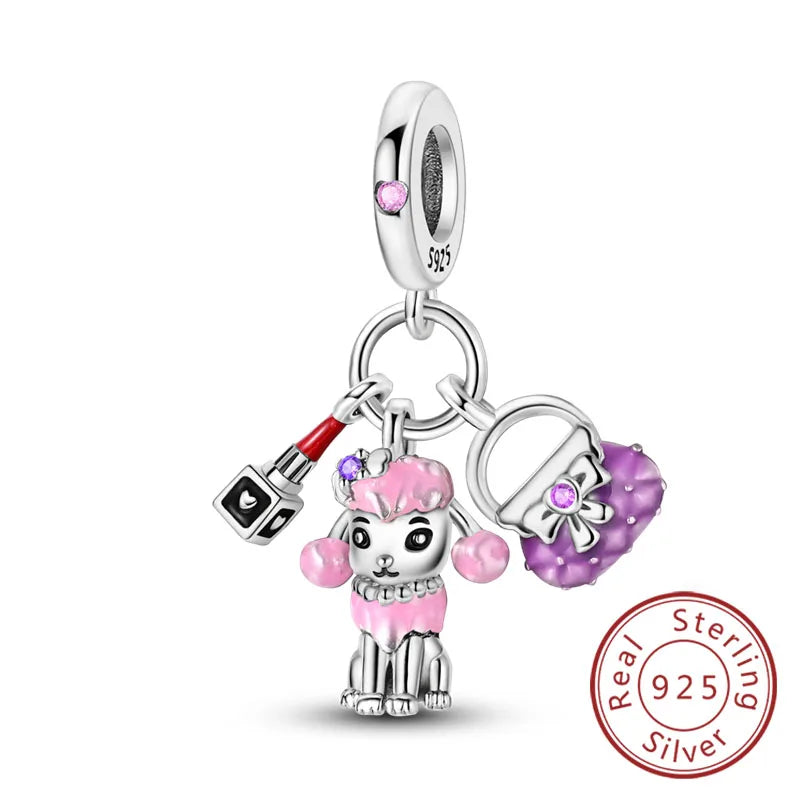 Ciondoli Argento 925 - Fiocco, Bottiglietta Profumo Rosa, Charm Femminili per Bracciali Fai-Da-TeDolci e raffinati, perfetti per creare gioielli unici. Regalo ideale per donne e ragazze!
