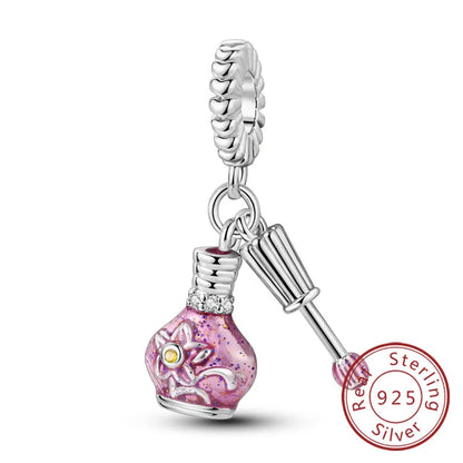 Ciondoli Argento 925 - Fiocco, Bottiglietta Profumo Rosa, Charm Femminili per Bracciali Fai-Da-TeDolci e raffinati, perfetti per creare gioielli unici. Regalo ideale per donne e ragazze!