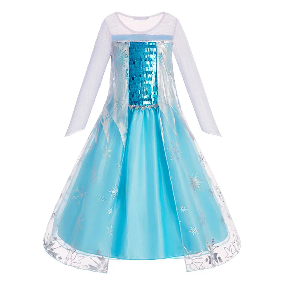 Abito Principessa per Bambine - Costume Elsa, Anna, Jasmine, Rapunzel per Feste e Carnevale