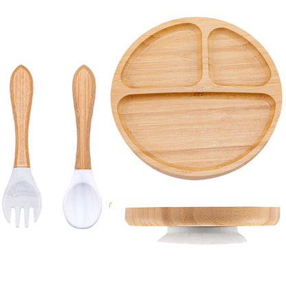 🍽️ Set 3 Piatti in Bambù per Bambini con Ventosa – Eco-Chic & Sicuro