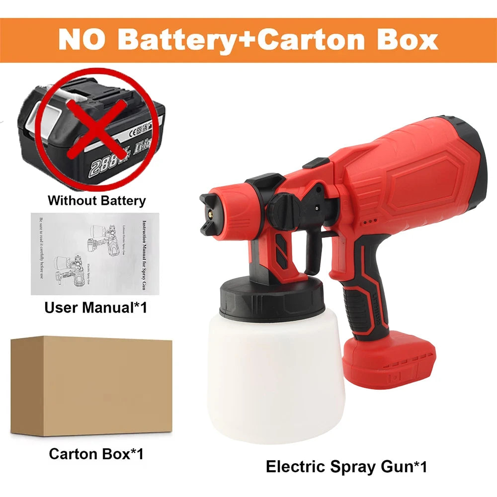 Pistola a Spruzzo vernice Senza Fili Serbatoio 1000ml, 38000 RPM Pittura, Fai da te, Casa