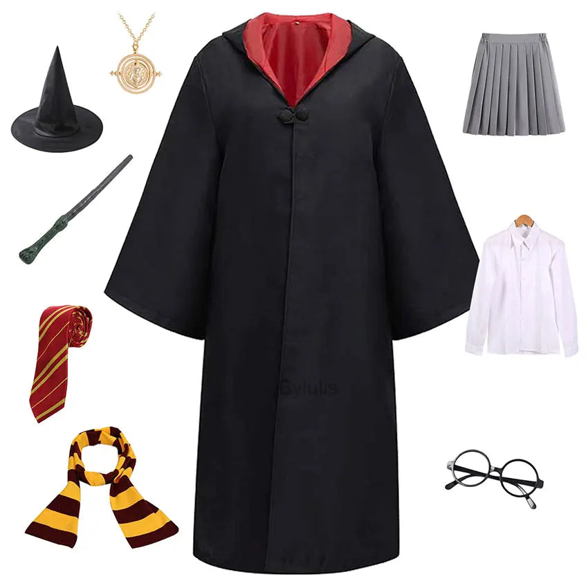 🧙‍♀️ Costume da Mago per Donne e Ragazze - Mantello e Toga Stile Scuola di Magia, Per Halloween e Cosplay!