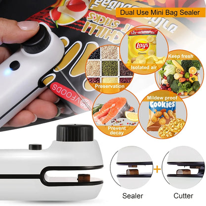🔌 Termosigillatore Ricaricabile USB 2-in-1 – Sigilla Sottovuoto Snack, Cibi e Sacchetti di Plastica | Portatile, Compatto e Senza Cavo!