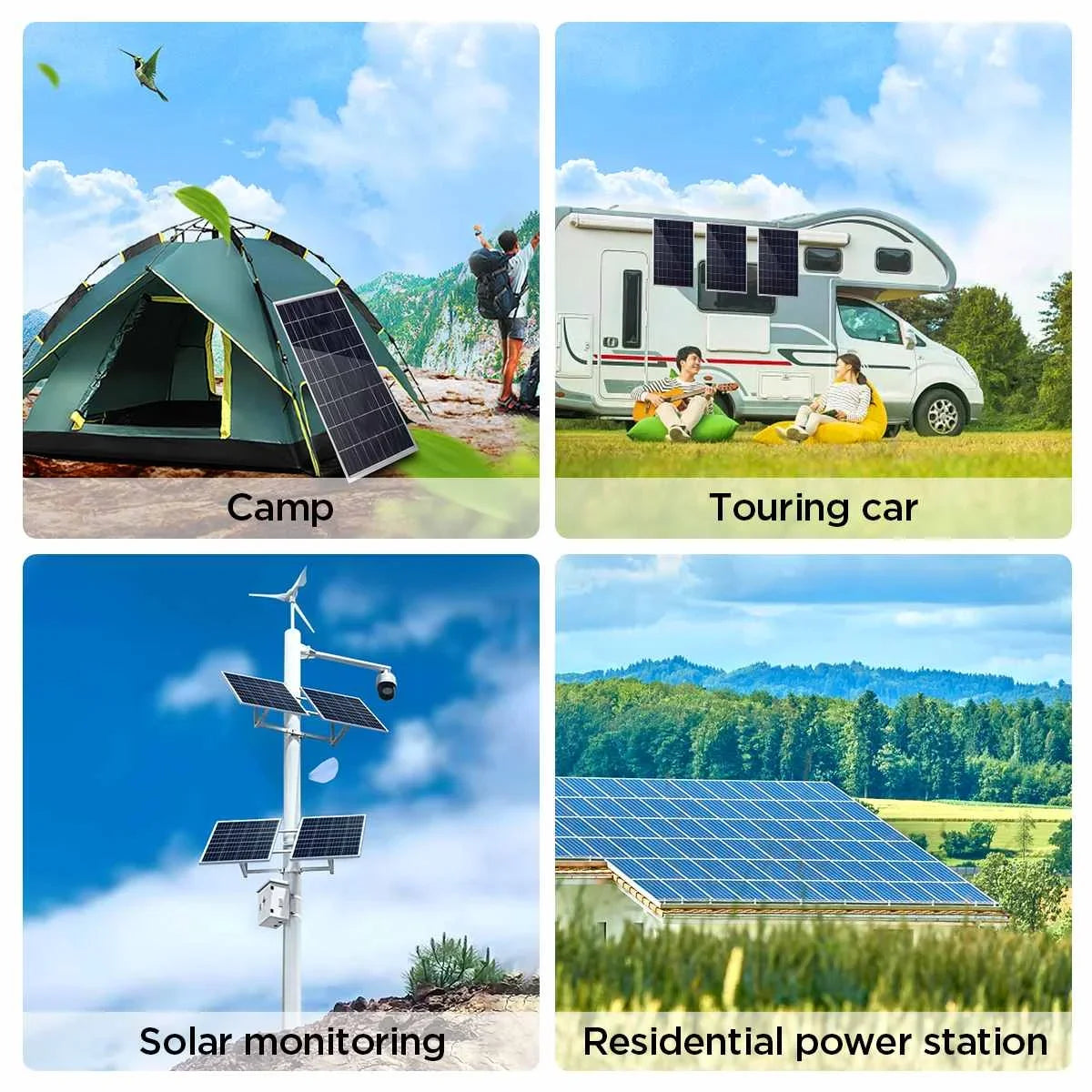 Pannello Solare 50W/100W 12V - IP65 Impermeabile con Controller 100A e USB