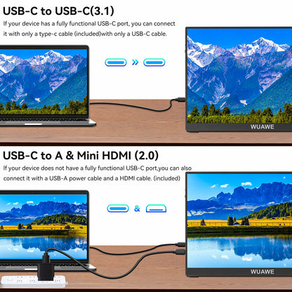 Monitor Portatile WUAWE 15.6" FHD 🚀 | Schermo Esterno USB-C | Per Gaming e Lavoro