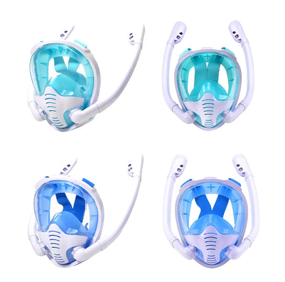 Maschera Snorkeling Panoramica 180° - Antiappannamento, Dry Top, 2 Snorkel