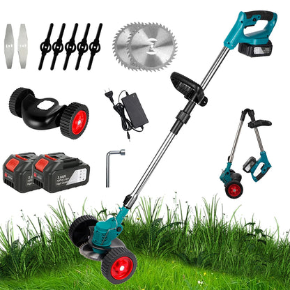 Tagliaerba Elettrico 1500W a Batteria | 12000RPM, 3 Lame Incluse | Decespugliatore per Giardino, Prato, Bordure