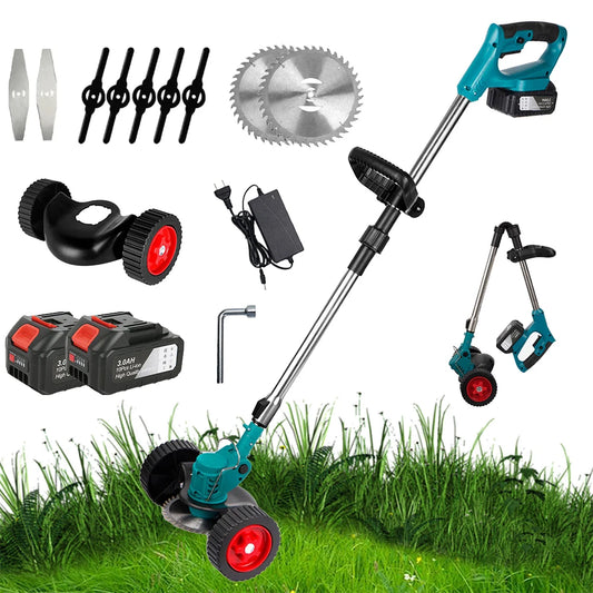 Tagliaerba Elettrico 1500W a Batteria | 12000RPM, 3 Lame Incluse | Decespugliatore per Giardino, Prato, Bordure