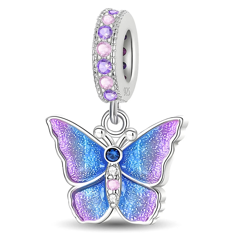 Perline Braccialetto 925 Argento Sterling | Charm Cane, Farfalla, Polpo | Gioielli Fai Da Te