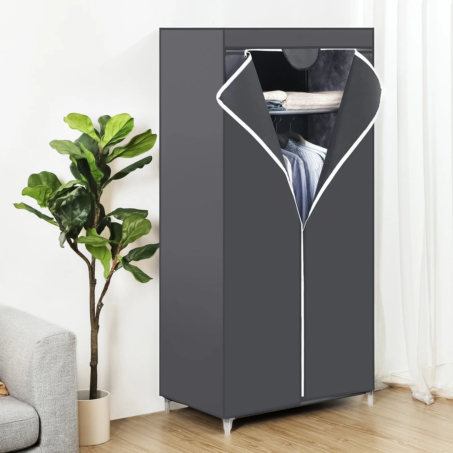 Armadio Pieghevole Tessuto 🚪 | 160cm Alto, 3 Ripiani | Organizza Casa in 1 Minuto
