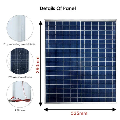 Pannello Solare 50W/100W 12V - IP65 Impermeabile con Controller 100A e USB