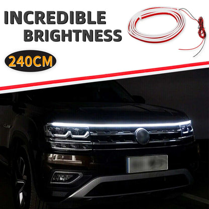 Striscia LED Cofano Auto 180/240cm | Flessibile Impermeabile, Scansione Dinamica, Luci Accensione | Tuning Automotive