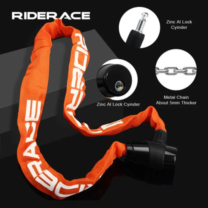 Lucchetto Catena RIDERACE per Bici/Scooter - Antifurto Alta Sicurezza con 2 Chiavi