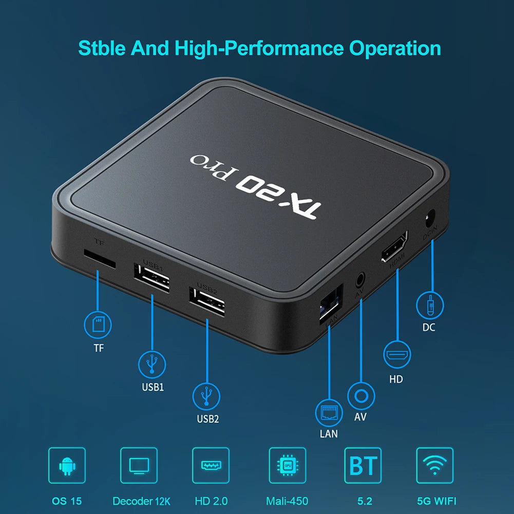 🔥 Smart TV Box Android 15.0 | 4K HDR & 8K Decodifica | WiFi Dual-Band + BT5.2 | Allwinner H313 Quad Core