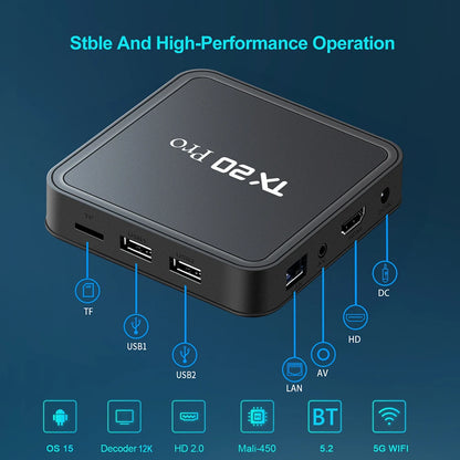 🔥 Smart TV Box Android 15.0 | 4K HDR & 8K Decodifica | WiFi Dual-Band + BT5.2 | Allwinner H313 Quad Core