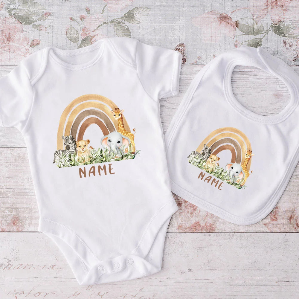 Set Bavaglino e Body Personalizzati con Nome Regalo Per Neonati
