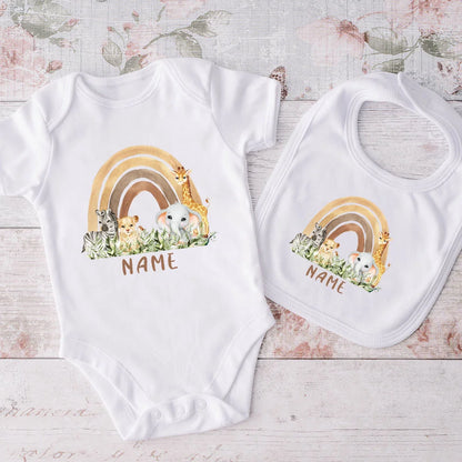 Set Bavaglino e Body Personalizzati con Nome Regalo Per Neonati