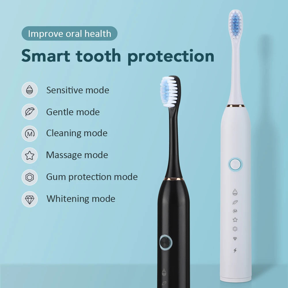 🚀 Spazzolino Elettrico Ricaricabile 6 Modalità | Sbiancante + Massaggio Gengive | IP67 Impermeabile | USB-C 🦷