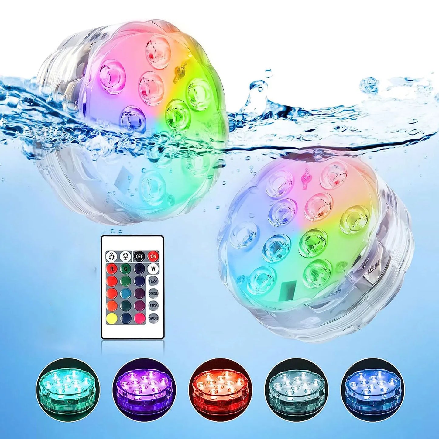 Luci LED Sommergibili a Batteria con Telecomando Subacquee per Vasca, Idromassaggio, Spa, Piscina, Fontana, Acquario