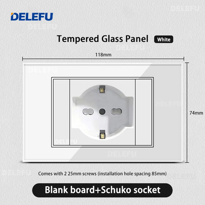 ⚡ Presa Muro Smart DELEFU - Vetro Temperato Bianco, USB Type-C, Ricarica Rapida 20W, Compatibile con Schuko Italia