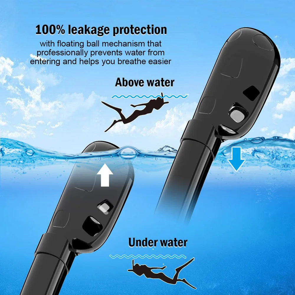 Maschera Snorkeling Panoramica 180° - Antiappannamento, Dry Top, 2 Snorkel