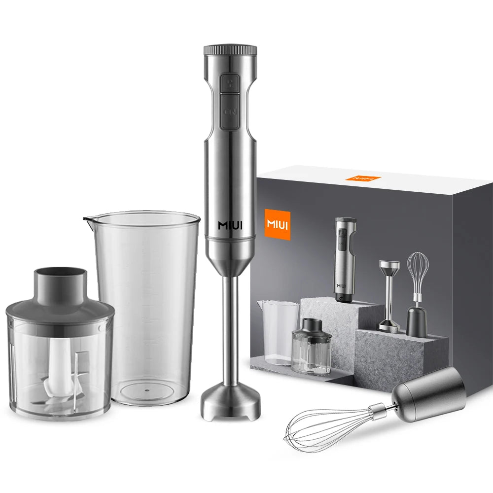 Frullatore a Immersione 1000W 4-in-1 | Lame Acciaio, Frusta, Bicchiere 700ml+500ml